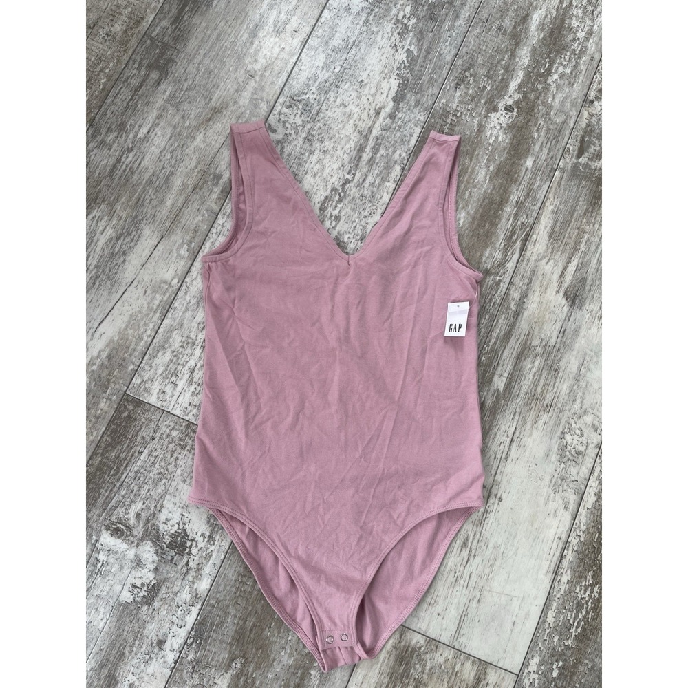 GAP Body Mujer Bodysuit Escote V Sin Mangas Rosa Algodón Stretch NWT Size M